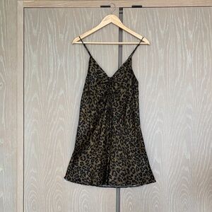 Zara Leopard Print Slip Dress - Black and Brown